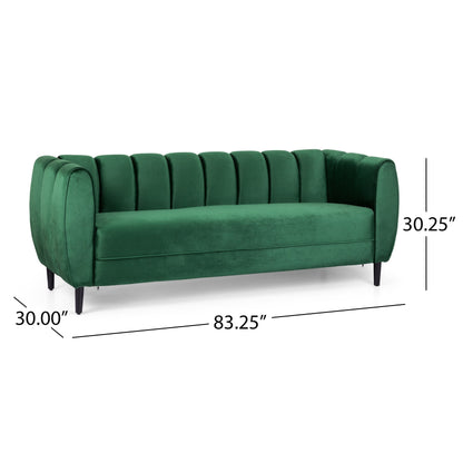 Divano moderno Bobran in velluto a 3 posti di Christopher Knight Home - 30,00 P x 83,25 L x 30,25 A