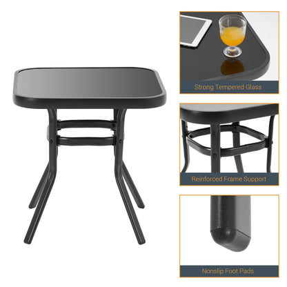 Set da bistrot per patio con sedia a dondolo da esterno Bonosuki da 3 pezzi con tavolino laterale