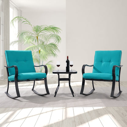 Set da bistrot per patio con sedia a dondolo da esterno Bonosuki da 3 pezzi con tavolino laterale