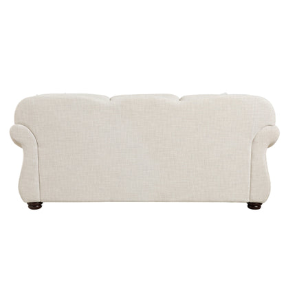 Divano Boro con 4 cuscini decorativi da 85 pollici, tessuto beige morbido
