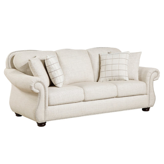 Divano Boro con 4 cuscini decorativi da 85 pollici, tessuto beige morbido