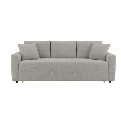 Divano imbottito in tessuto bouclé con letto estraibile, colore grigio