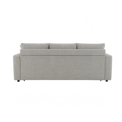 Divano imbottito in tessuto bouclé con letto estraibile, colore grigio