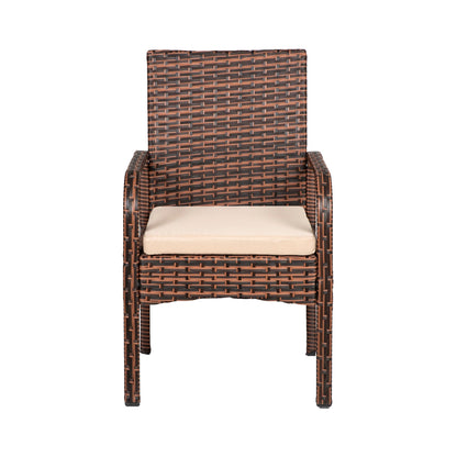 Set da patio bistrot in vimini Bradbury Outdoor da 3 pezzi con cuscini