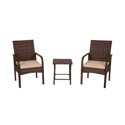 Set da patio bistrot in vimini Bradbury Outdoor da 3 pezzi con cuscini