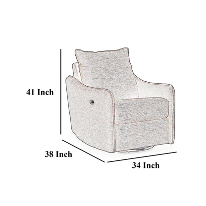 Poltrona reclinabile girevole elettrica Bradley, poliestere grigio, schienale con cuscino