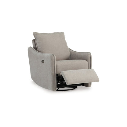 Poltrona reclinabile girevole elettrica Bradley, poliestere grigio, schienale con cuscino