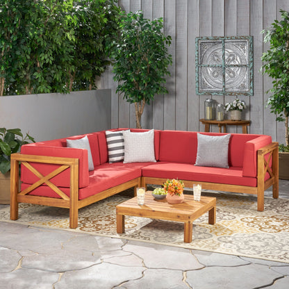 Set da esterno componibile Brava Acacia di Christopher Knight Home - 88,50 L x 88,50 W x 26,50 H