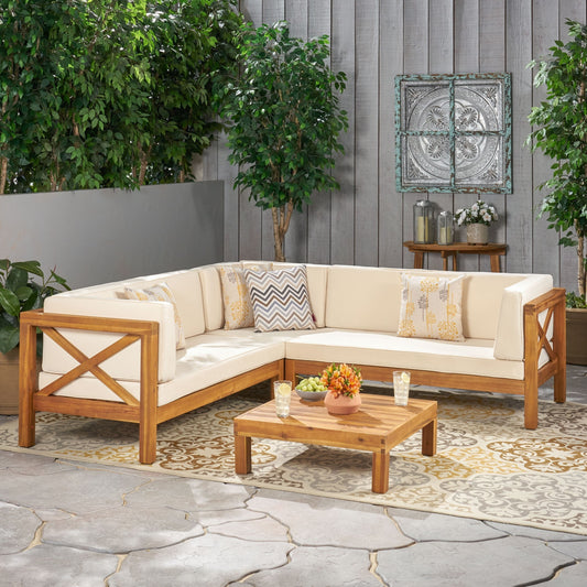 Set da esterno componibile Brava Acacia di Christopher Knight Home - 88,50 L x 88,50 W x 26,50 H