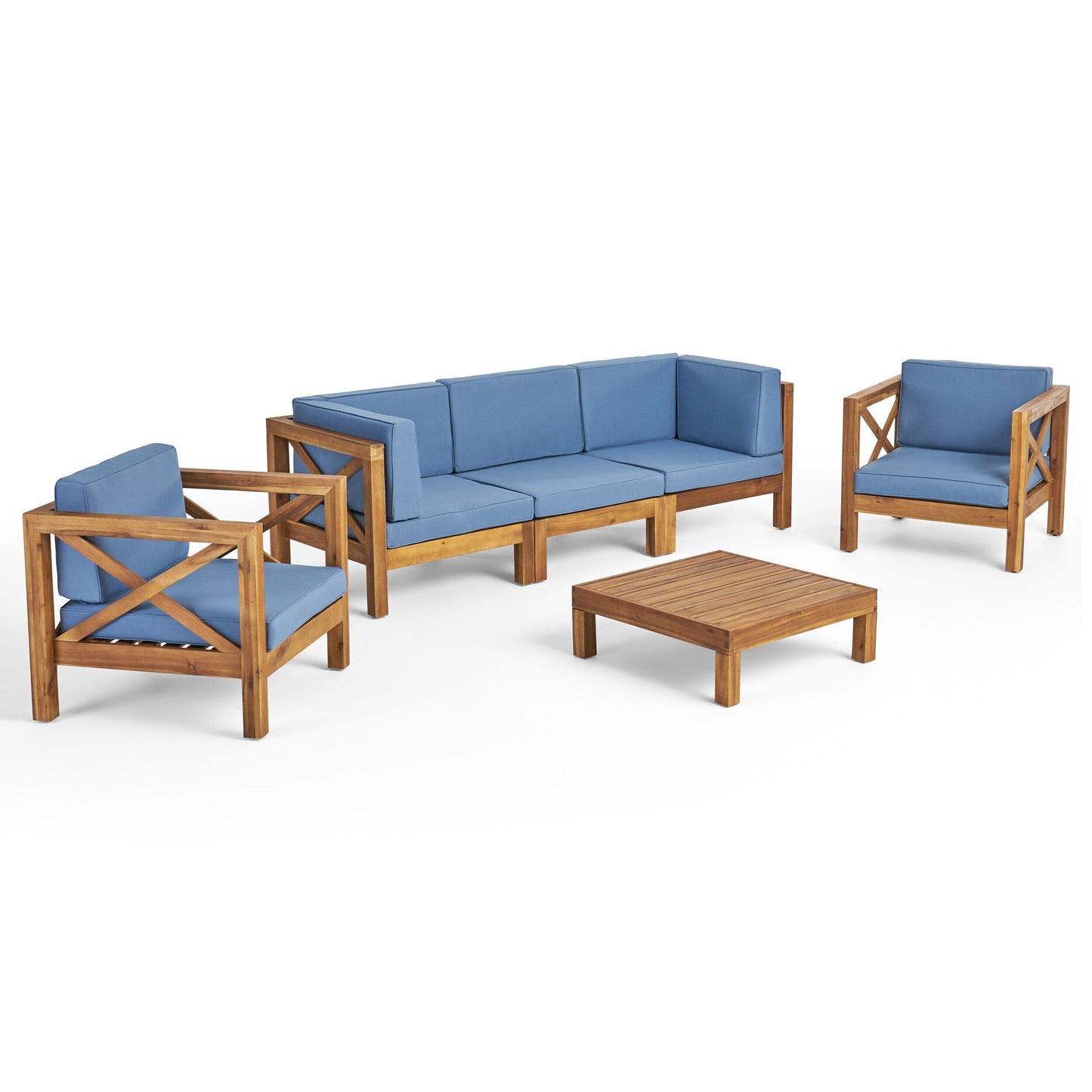 Set da esterno Brava in legno di acacia da 6 pezzi di Christopher Knight Home