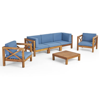 Set da esterno Brava in legno di acacia da 6 pezzi di Christopher Knight Home