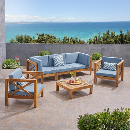 Set da esterno Brava in legno di acacia da 6 pezzi di Christopher Knight Home