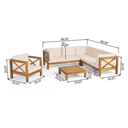 Divano componibile e poltrona club Brava Outdoor Acacia di Christopher Knight Home