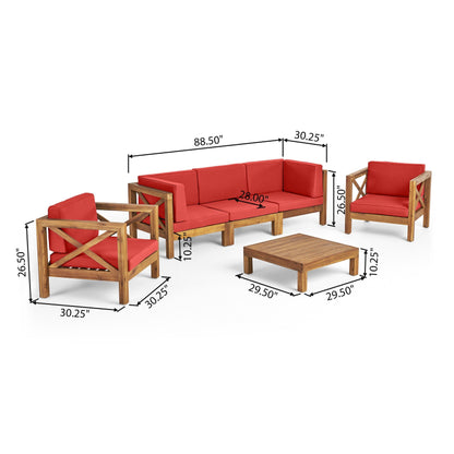 Set da esterno Brava in legno di acacia da 6 pezzi di Christopher Knight Home