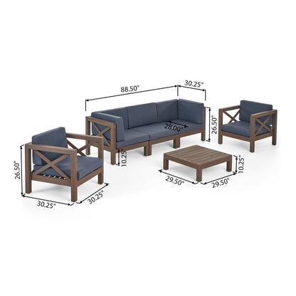 Set da esterno Brava in legno di acacia da 6 pezzi di Christopher Knight Home