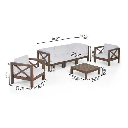 Set da esterno Brava in legno di acacia da 6 pezzi di Christopher Knight Home