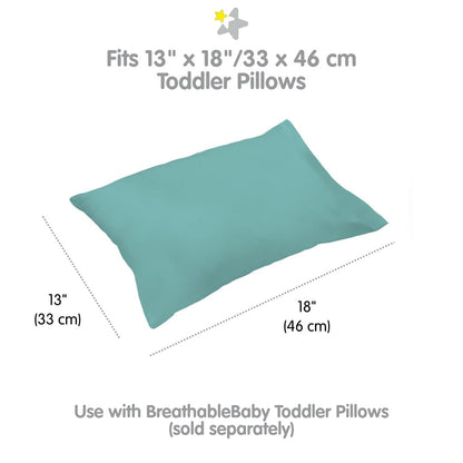 Federa per cuscino traspirante in percalle di cotone per bambini, per cuscino per bambini piccoli 13 x 18/33 x 46 cm, tinta unita (confezione da 2)