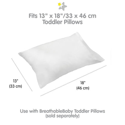 Federa per cuscino traspirante in percalle di cotone per bambini, per cuscino per bambini piccoli 13 x 18/33 x 46 cm, tinta unita (confezione da 2)