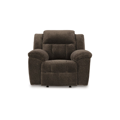 Poltrona reclinabile manuale Briar, in poliestere marrone, braccioli con cuscino