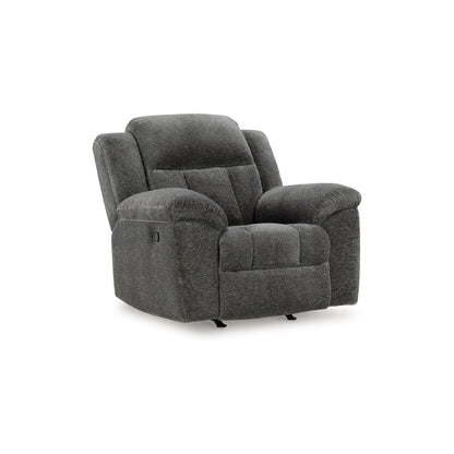 Poltrona reclinabile manuale Briar, poliestere grigio scuro, braccioli con cuscino