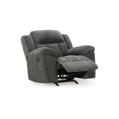 Poltrona reclinabile manuale Briar, poliestere grigio scuro, braccioli con cuscino