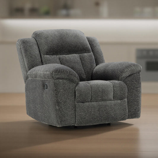 Poltrona reclinabile manuale Briar, poliestere grigio scuro, braccioli con cuscino