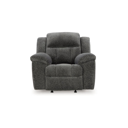 Poltrona reclinabile manuale Briar, poliestere grigio scuro, braccioli con cuscino