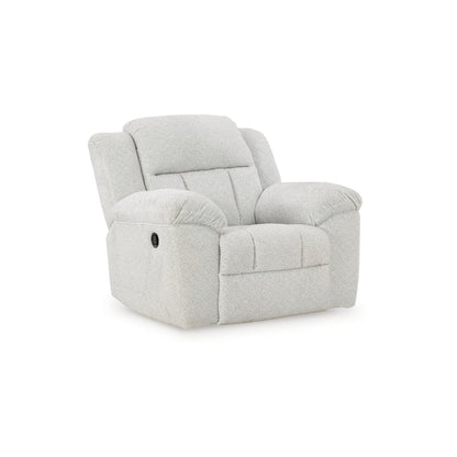 Poltrona reclinabile manuale Briar, in poliestere bianco, braccioli con cuscino