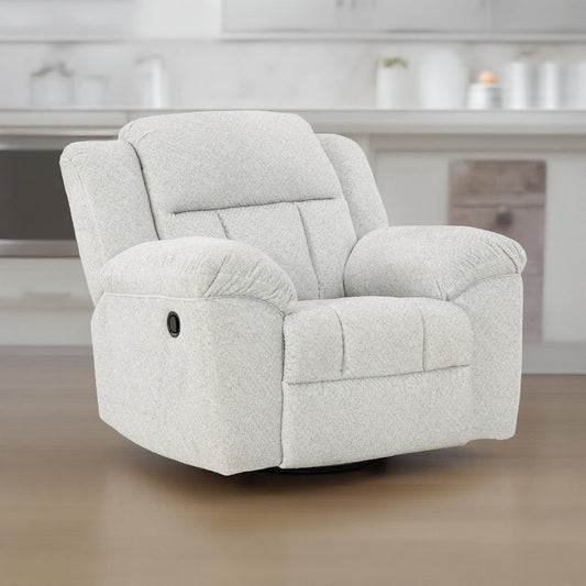 Poltrona reclinabile manuale Briar, in poliestere bianco, braccioli con cuscino