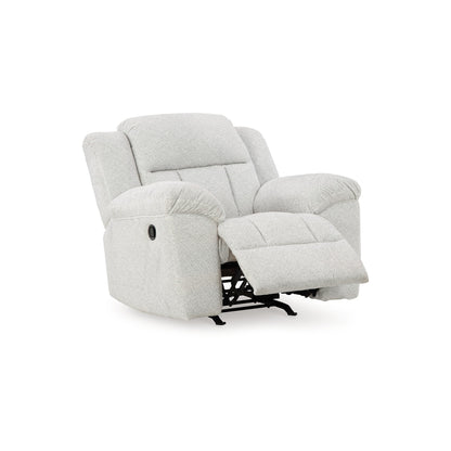 Poltrona reclinabile manuale Briar, in poliestere bianco, braccioli con cuscino