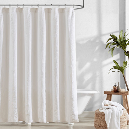 Tenda da doccia a righe in jacquard lavato in capo Billie di Brielle Home