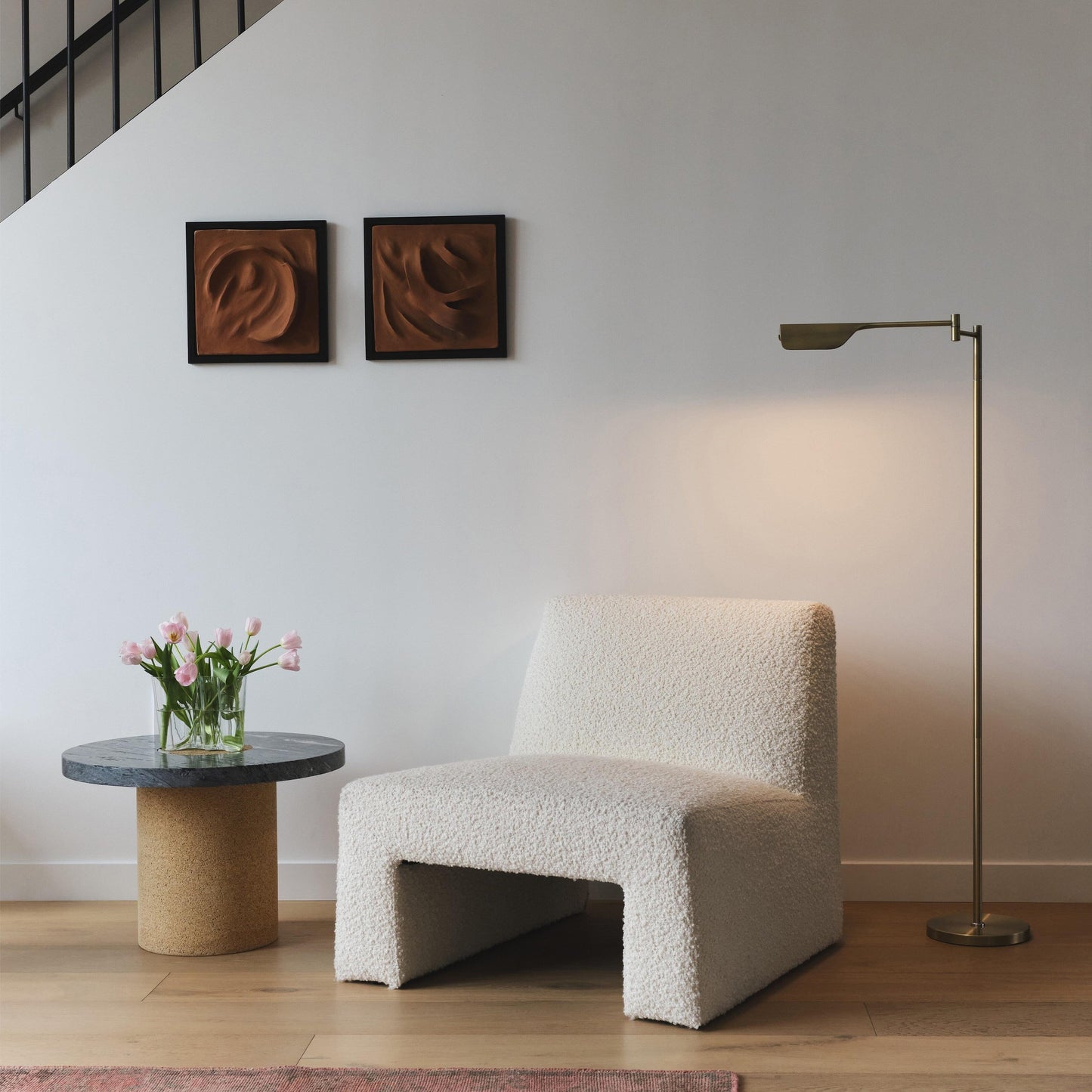 Lampada da terra a LED Brightech Leaf da 53 pollici con dimmer industriale a 3 vie e paralume Empire in metallo ottone