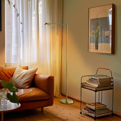 Lampada da terra a LED Brightech Leaf da 53 pollici con dimmer industriale a 3 vie e paralume Empire in metallo ottone