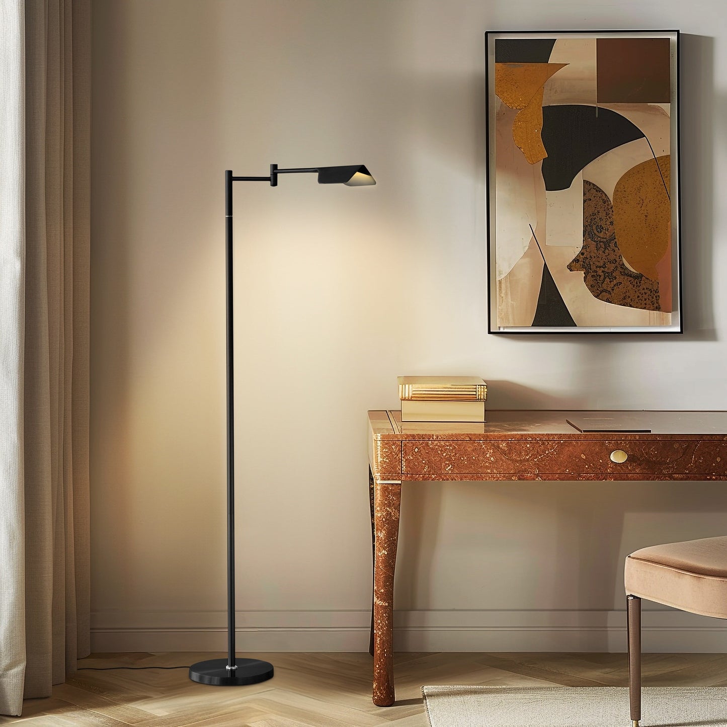 Lampada da terra a LED Brightech Leaf da 53 pollici con dimmer industriale a 3 vie e paralume Empire in metallo ottone