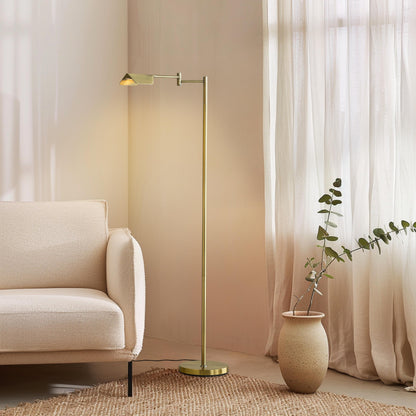 Lampada da terra a LED Brightech Leaf da 53 pollici con dimmer industriale a 3 vie e paralume Empire in metallo ottone