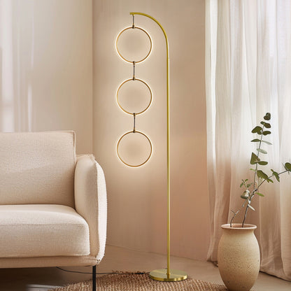 Lampada da terra super luminosa a LED Brightech Nova da 74 pollici con 3 anelli luminosi industriali e dimmer a 3 vie