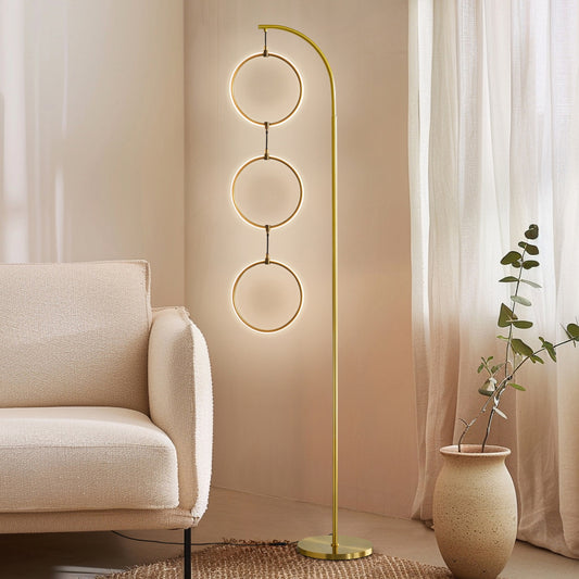 Lampada da terra super luminosa a LED Brightech Nova da 74 pollici con 3 anelli luminosi industriali e dimmer a 3 vie
