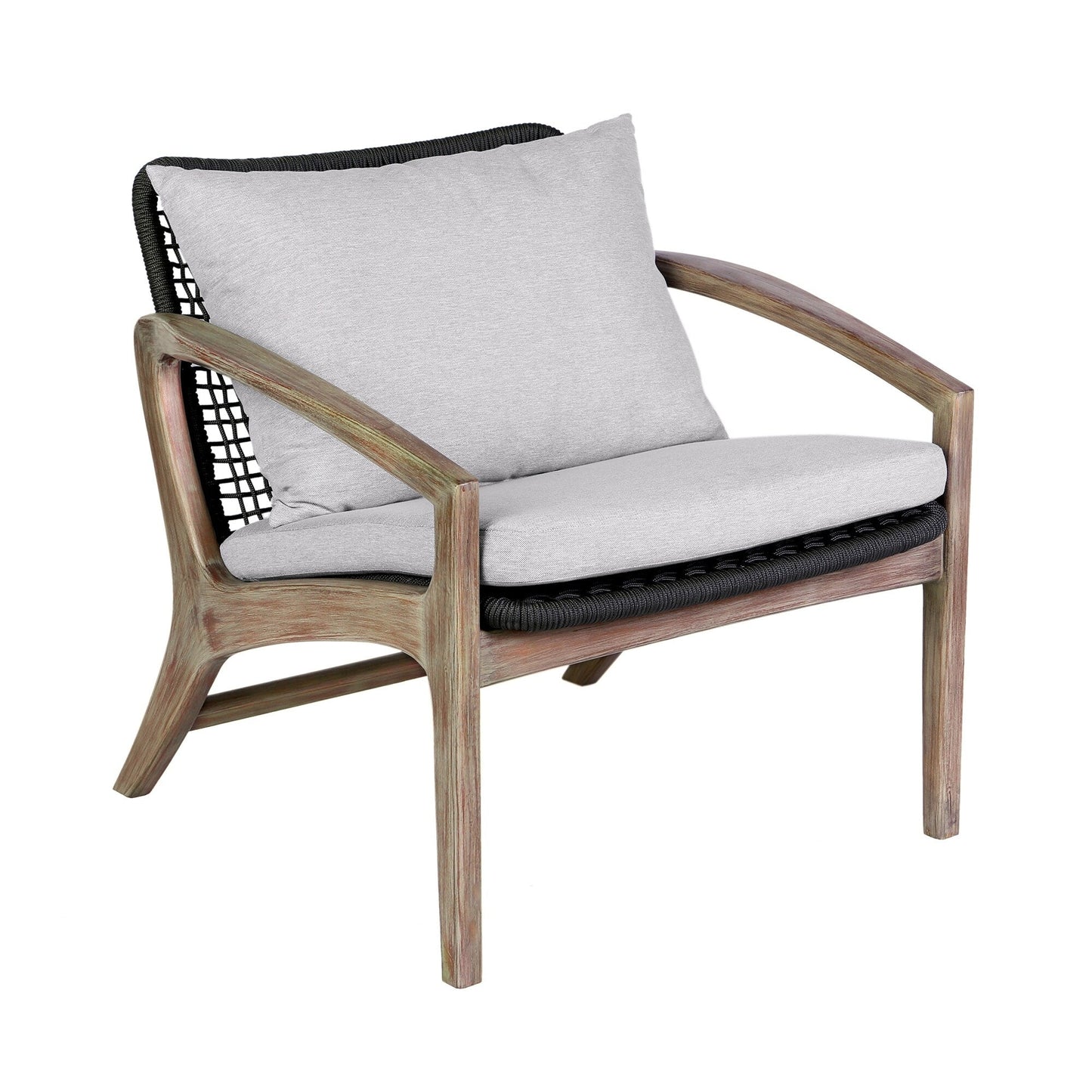 Set da chat Brighton in legno massello e corda, 4 pezzi