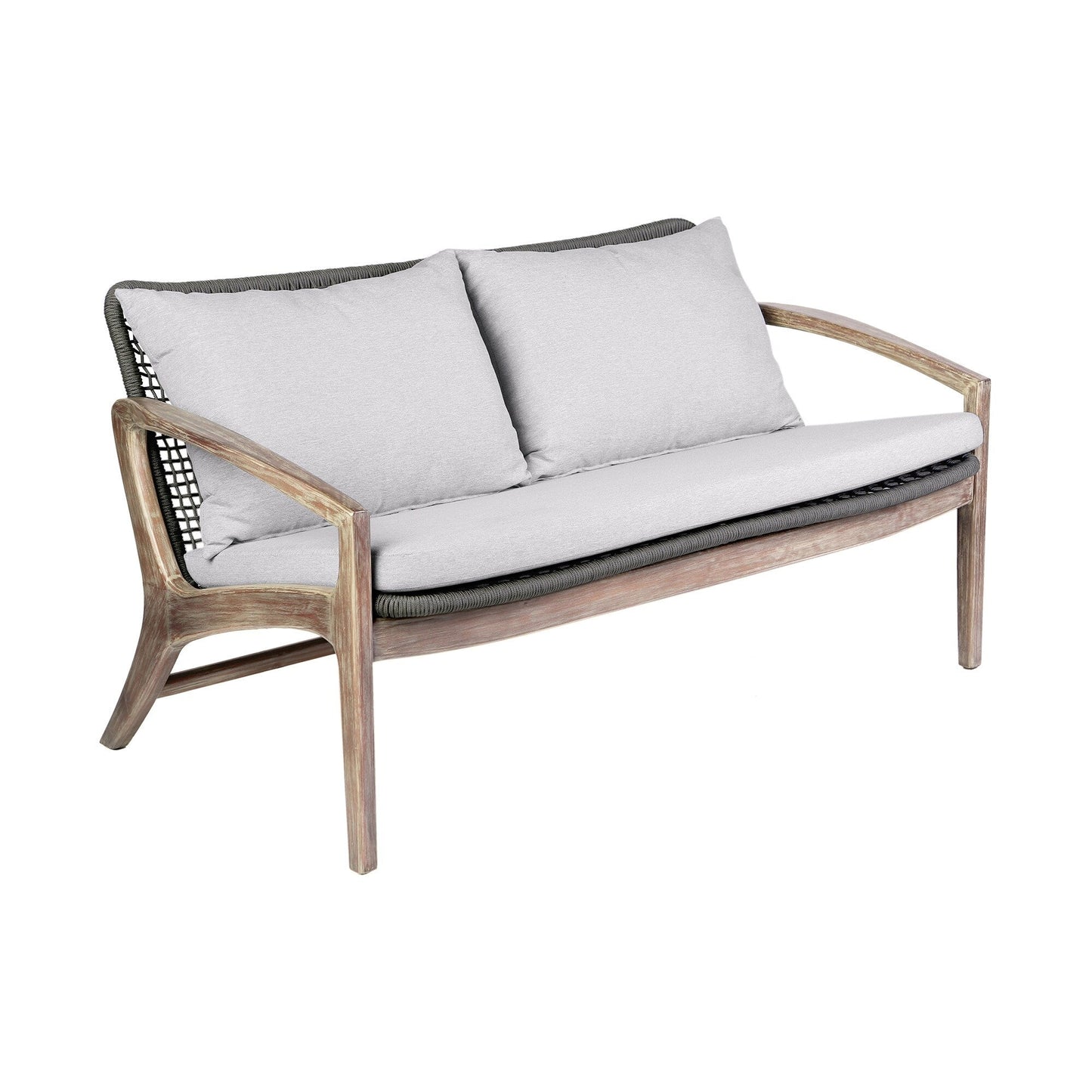 Set da chat Brighton in legno massello e corda, 4 pezzi