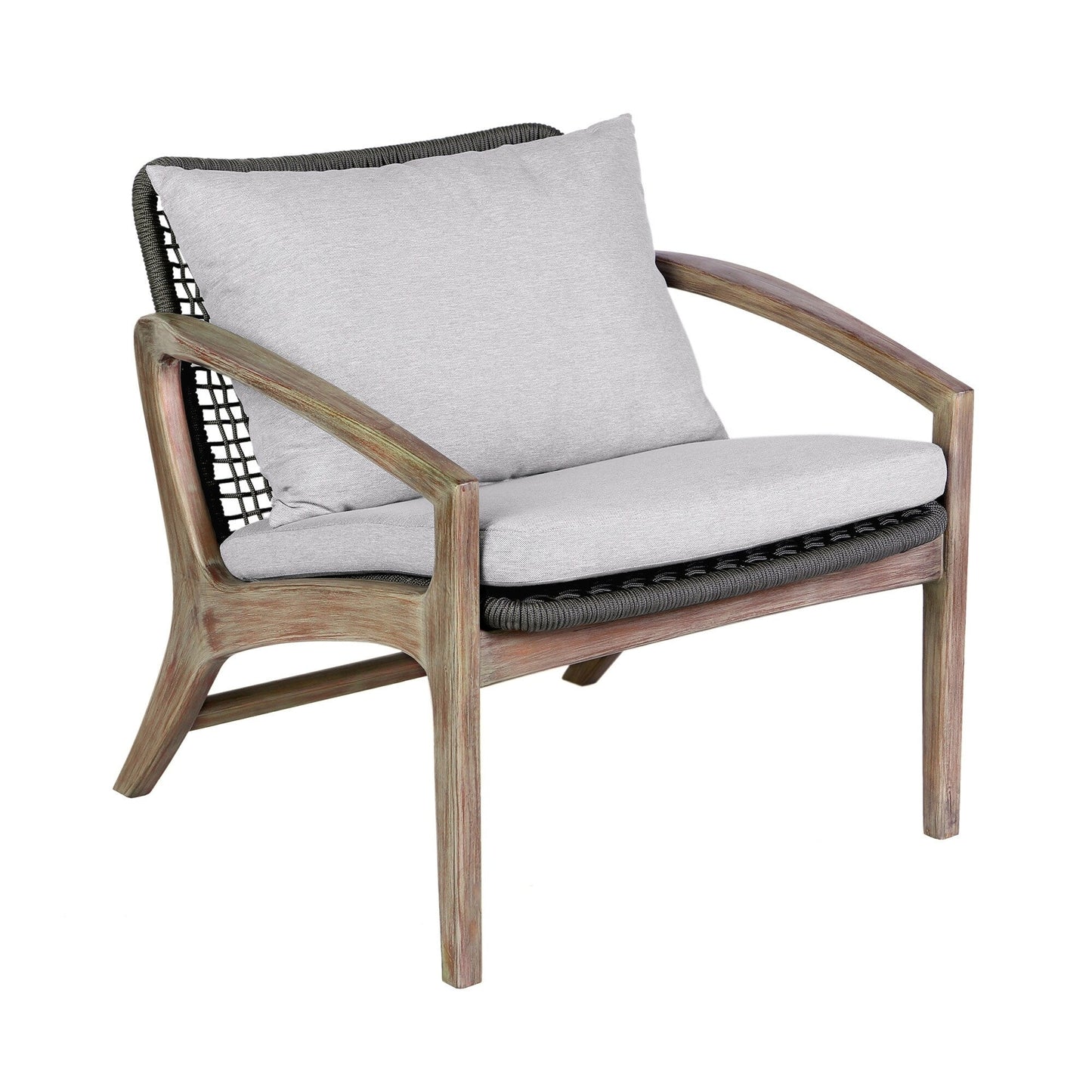 Set da chat Brighton in legno massello e corda, 4 pezzi