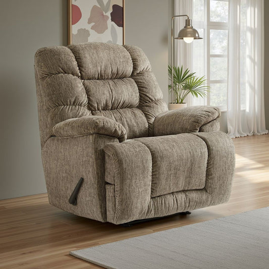Poltrona reclinabile manuale Bril, 44 pollici, oversize, poliestere grigio talpa