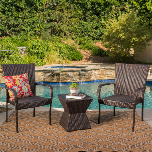 Set da salotto quadrato in vimini Bristol Outdoor da 3 pezzi di Christopher Knight Home