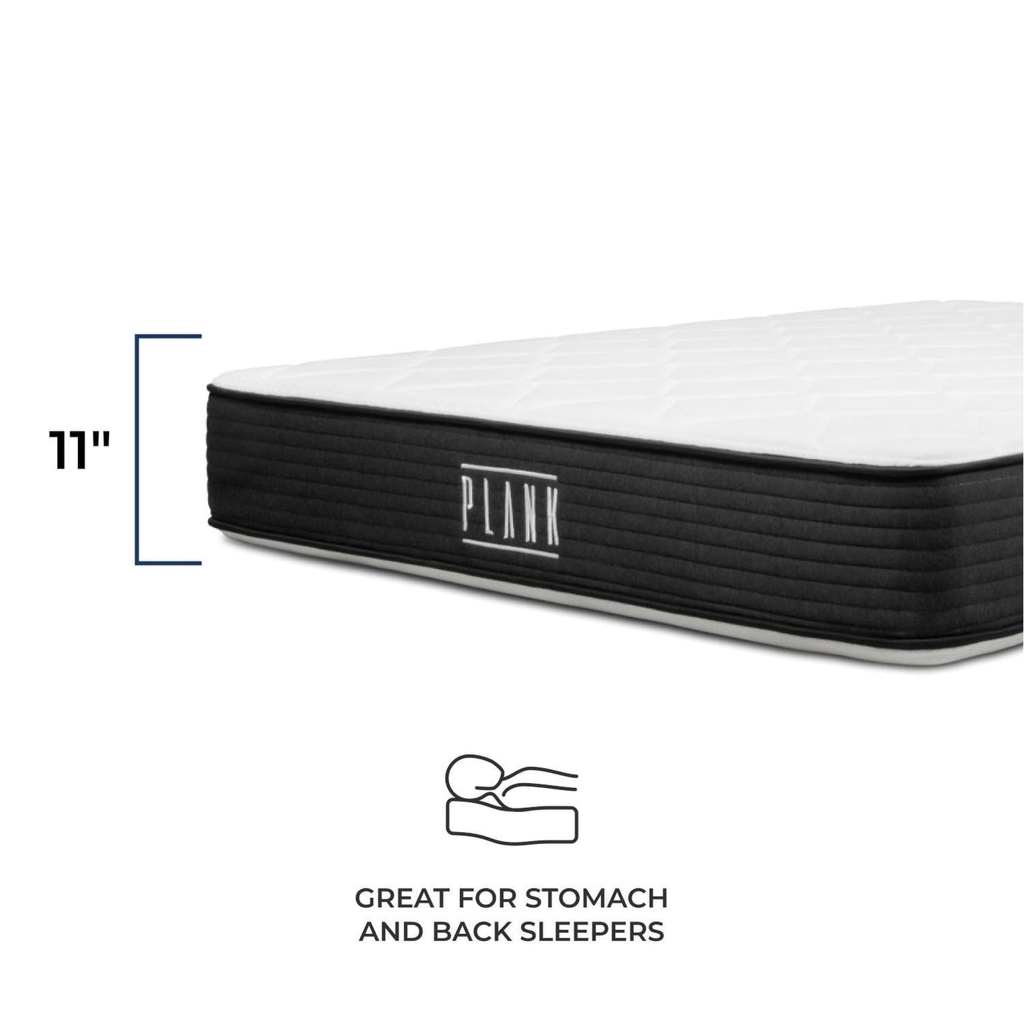 Materasso Brooklyn Bedding Plank da 11 pollici, rigido, a due lati, con parte superiore rinfrescante