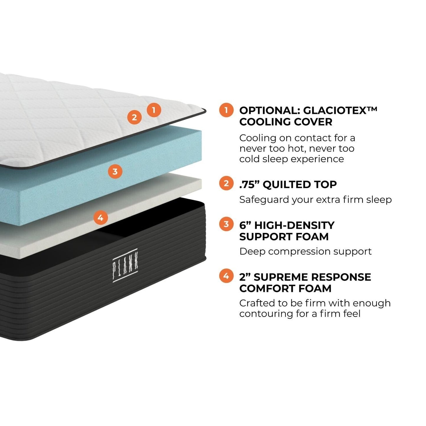 Materasso Brooklyn Bedding Plank da 11 pollici, rigido, a due lati, con parte superiore rinfrescante