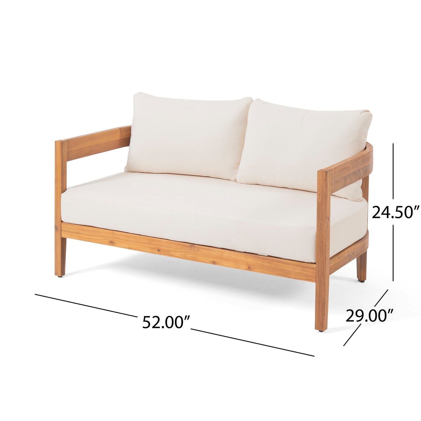 Set di divani a due posti in legno di acacia Brooklyn Outdoor con tavolino da caffè di Christopher Knight Home