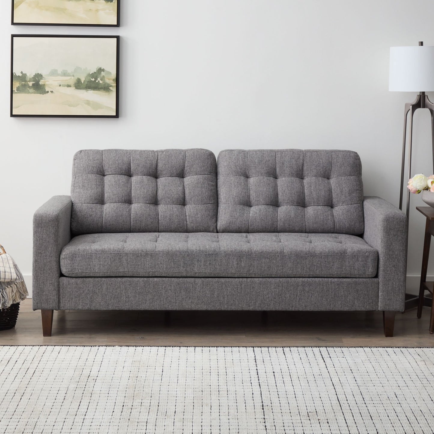 Divano Brookside Brynn da 76 pollici con braccioli quadrati in similpelle/velluto/tessuto