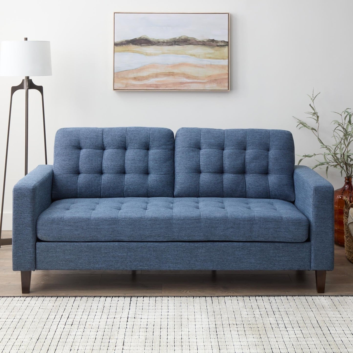 Divano Brookside Brynn da 76 pollici con braccioli quadrati in similpelle/velluto/tessuto