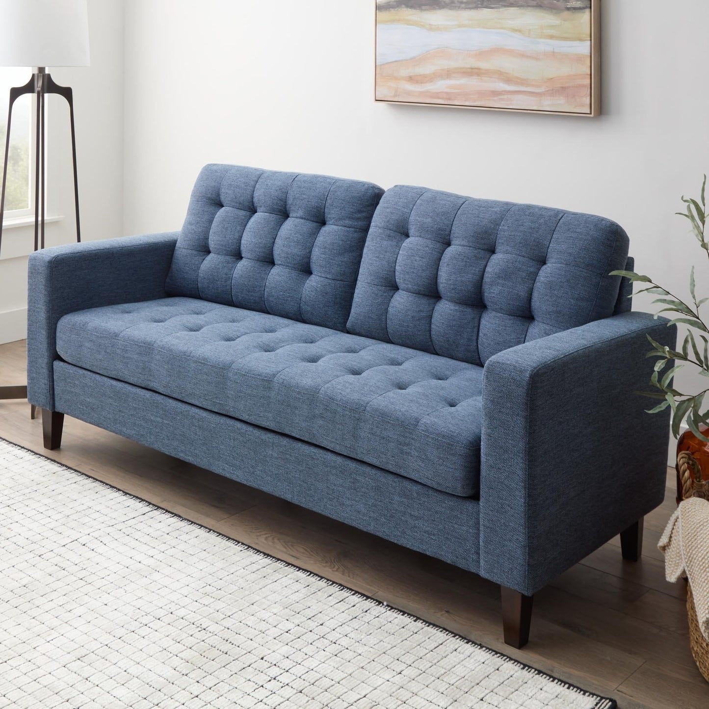Divano Brookside Brynn da 76 pollici con braccioli quadrati in similpelle/velluto/tessuto