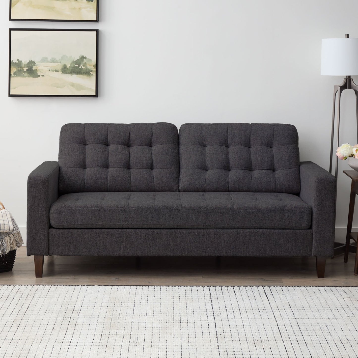 Divano Brookside Brynn da 76 pollici con braccioli quadrati in similpelle/velluto/tessuto