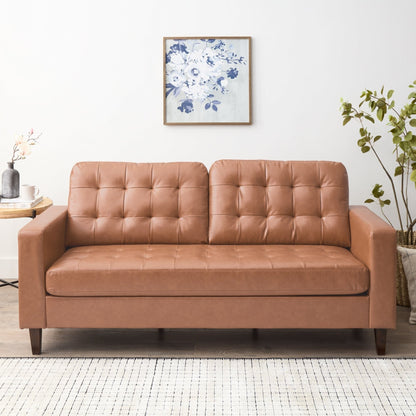 Divano Brookside Brynn da 76 pollici con braccioli quadrati in similpelle/velluto/tessuto